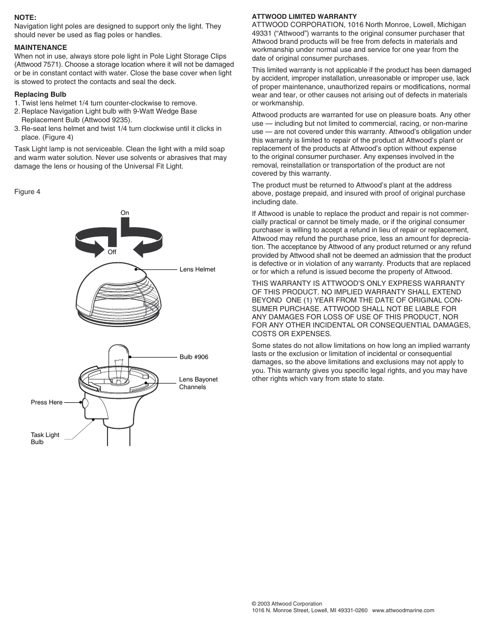 Attwood 5095 User Manual | Page 2 / 2