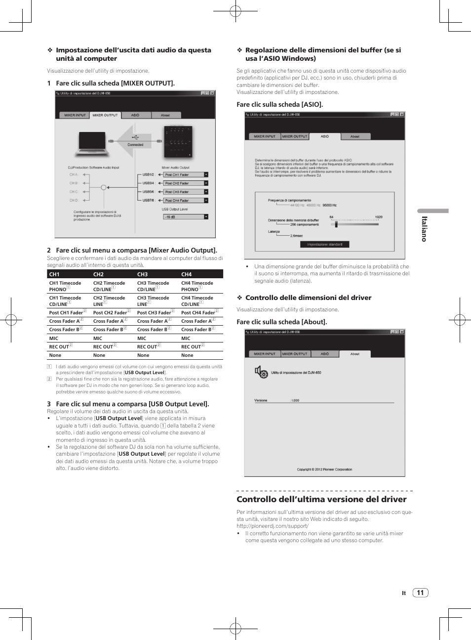 Controllo dell’ultima versione del driver, Italiano | Pioneer DJM-850-W User Manual | Page 11 / 112