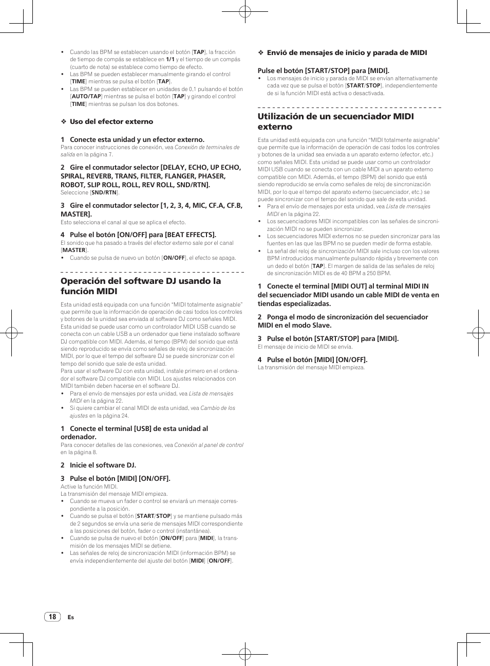 Operación del software dj usando la función midi, Utilización de un secuenciador midi externo | Pioneer DJM-850-W User Manual | Page 72 / 112