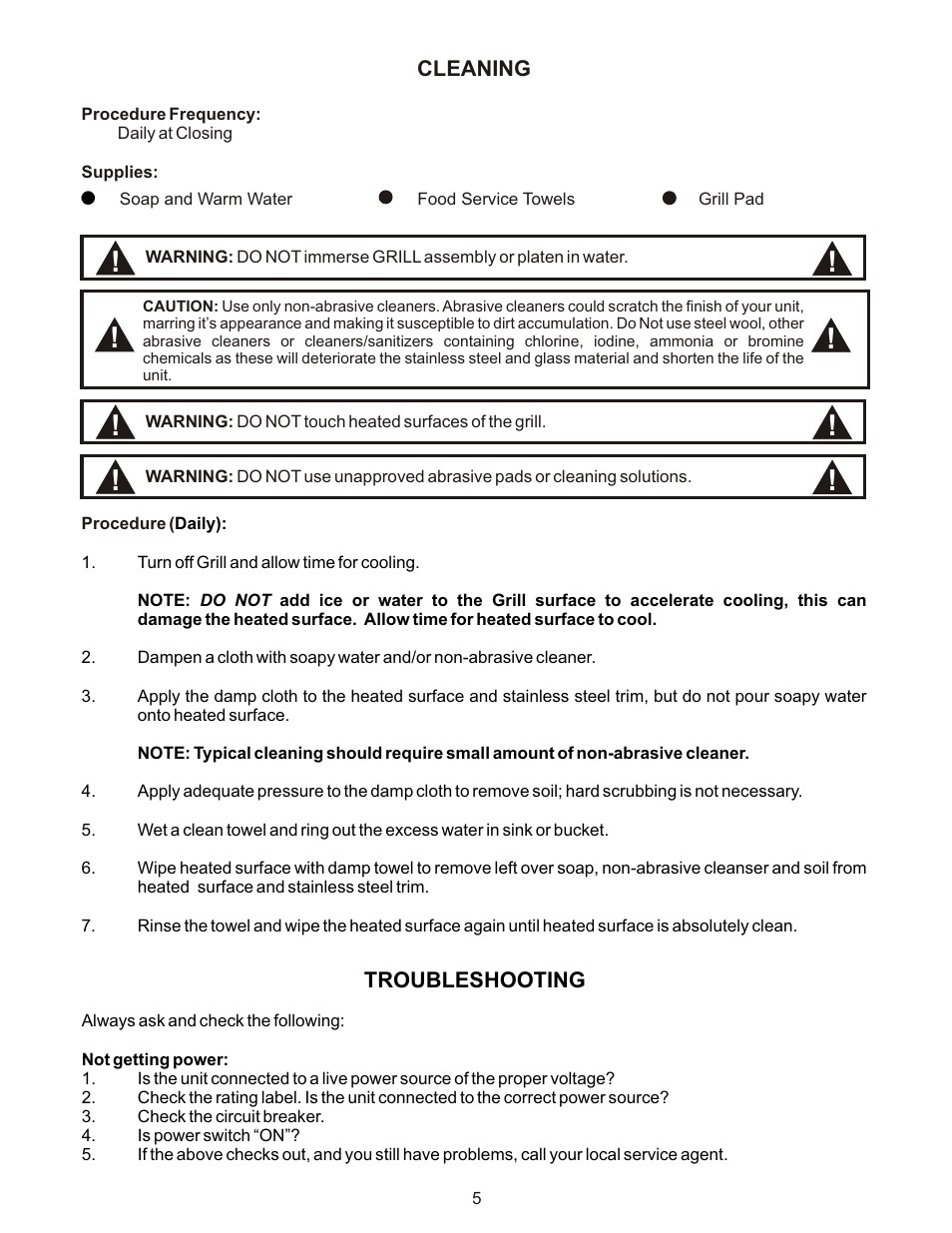 APW Wyott TG-2025 User Manual | Page 5 / 8