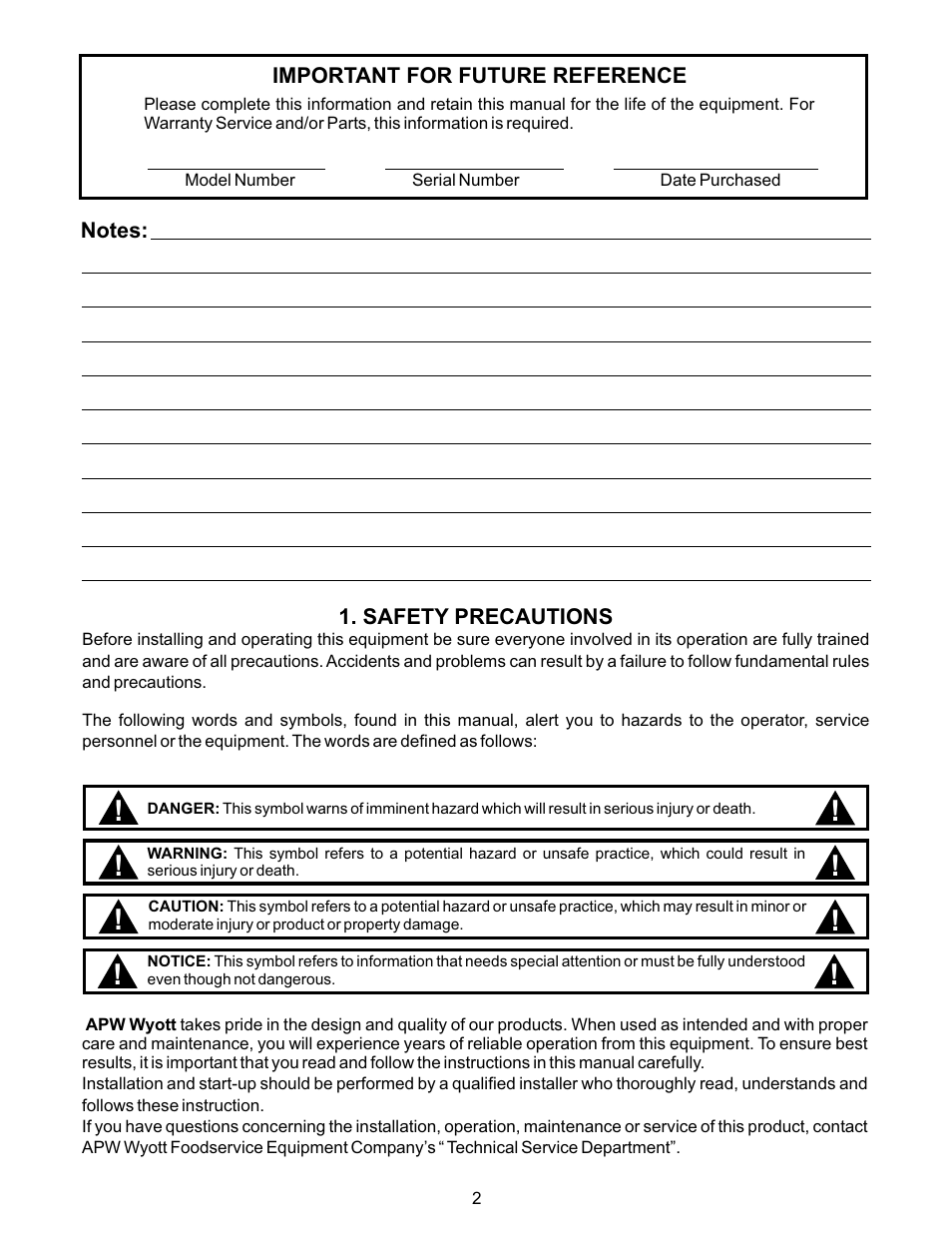 APW Wyott 93030077 User Manual | Page 2 / 12