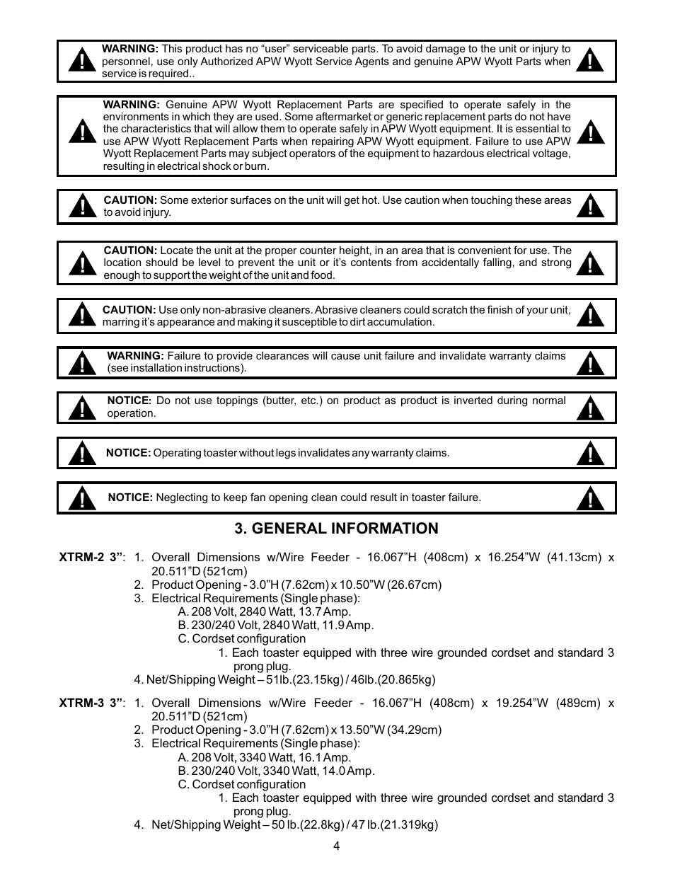 APW Wyott 93030077 User Manual | Page 4 / 12