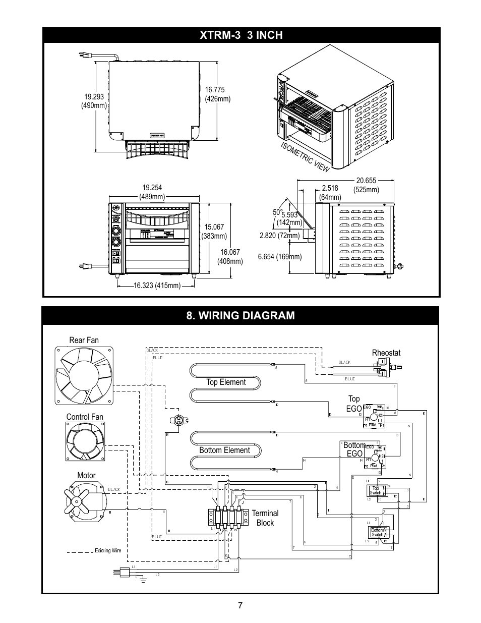 Xtrm-3 3 inch 8. wiring diagram, Rheostat | APW Wyott 93030077 User Manual | Page 7 / 12
