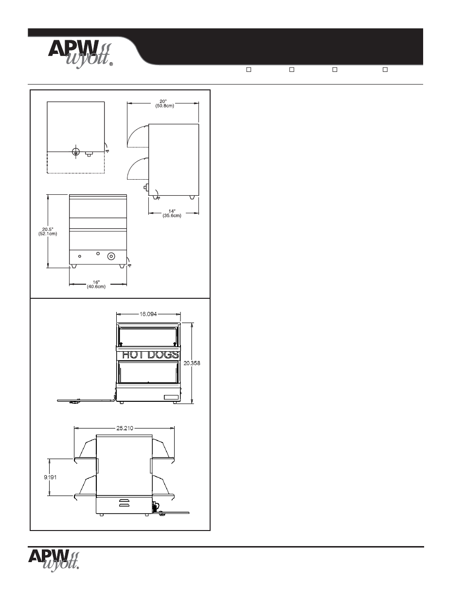Mr. frank, Hot dog display steamer, Product specifications | APW Wyott DS-1A 240V User Manual | Page 2 / 2