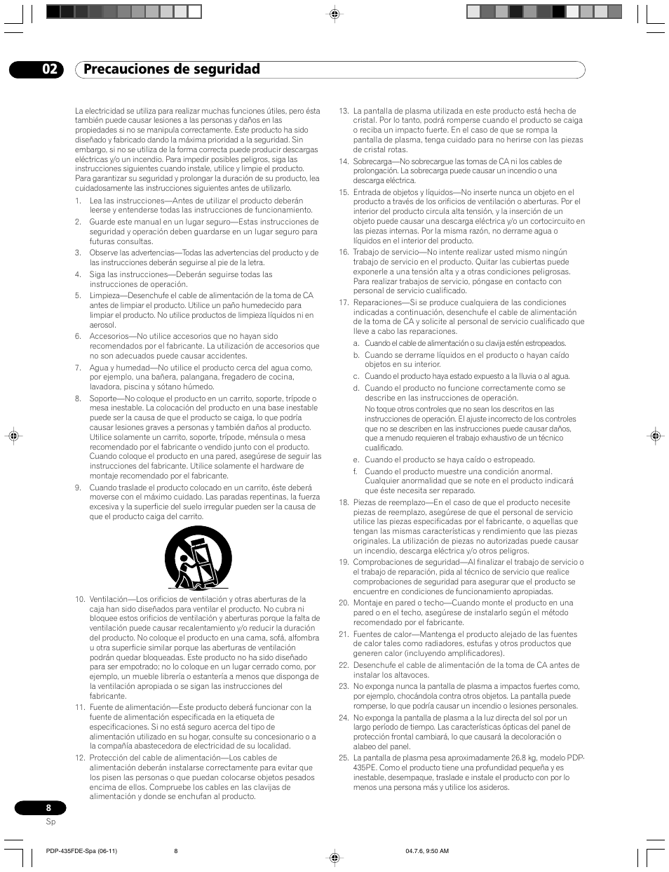 02 precauciones de seguridad | Pioneer PDP-505FDE User Manual | Page 100 / 140