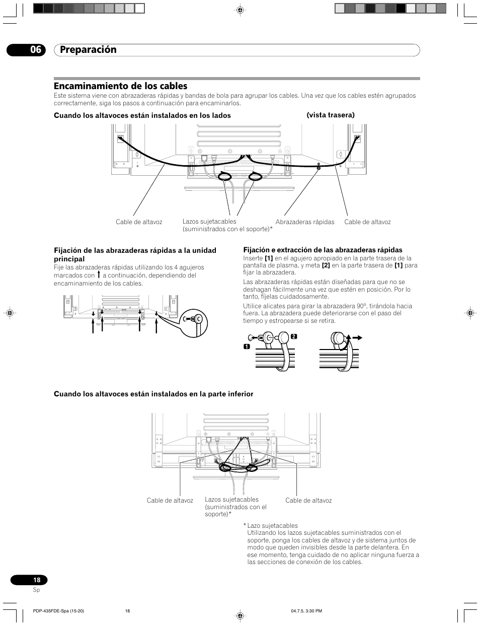 Encaminamiento de los cables, 06 preparación | Pioneer PDP-505FDE User Manual | Page 110 / 140