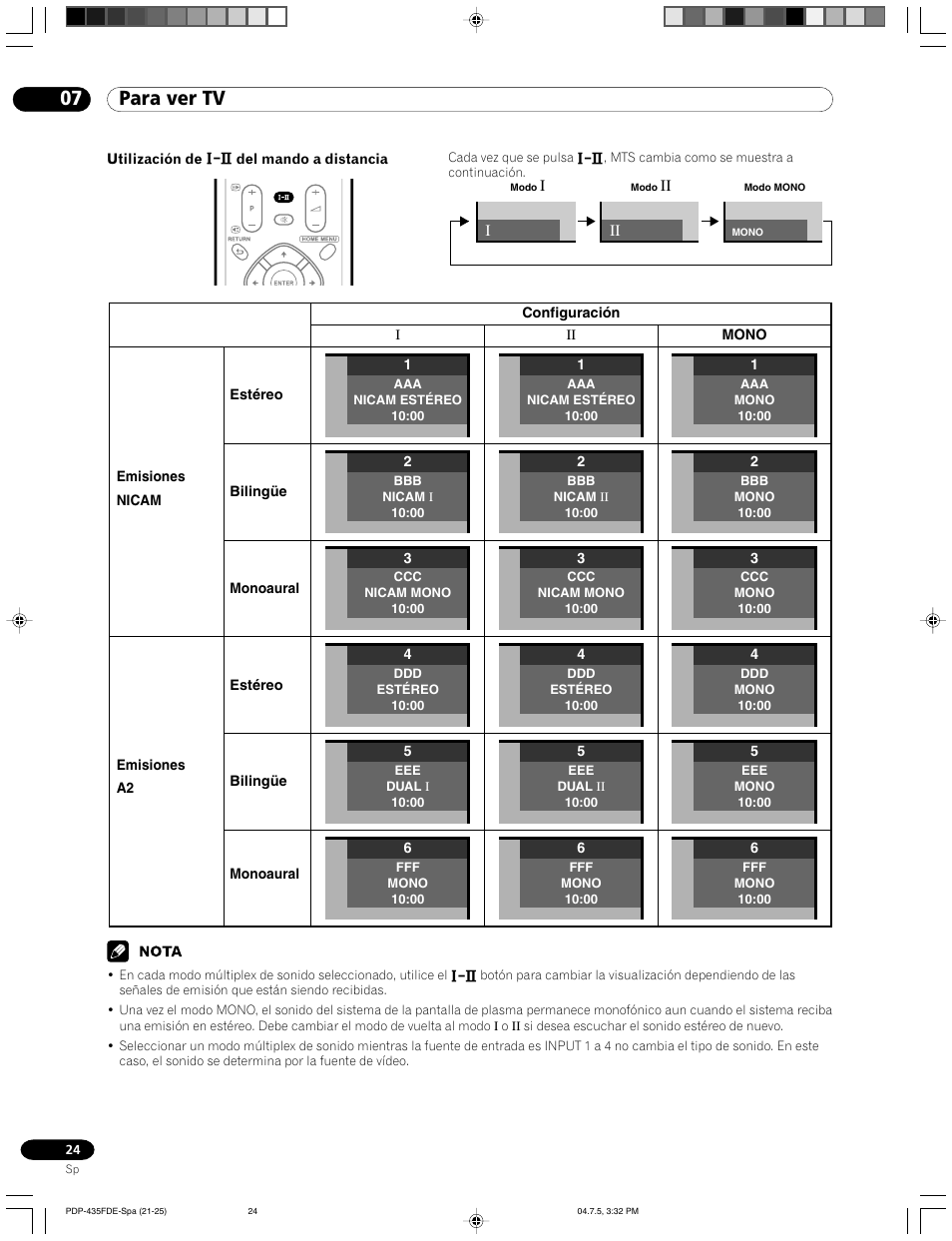 07 para ver tv | Pioneer PDP-505FDE User Manual | Page 116 / 140