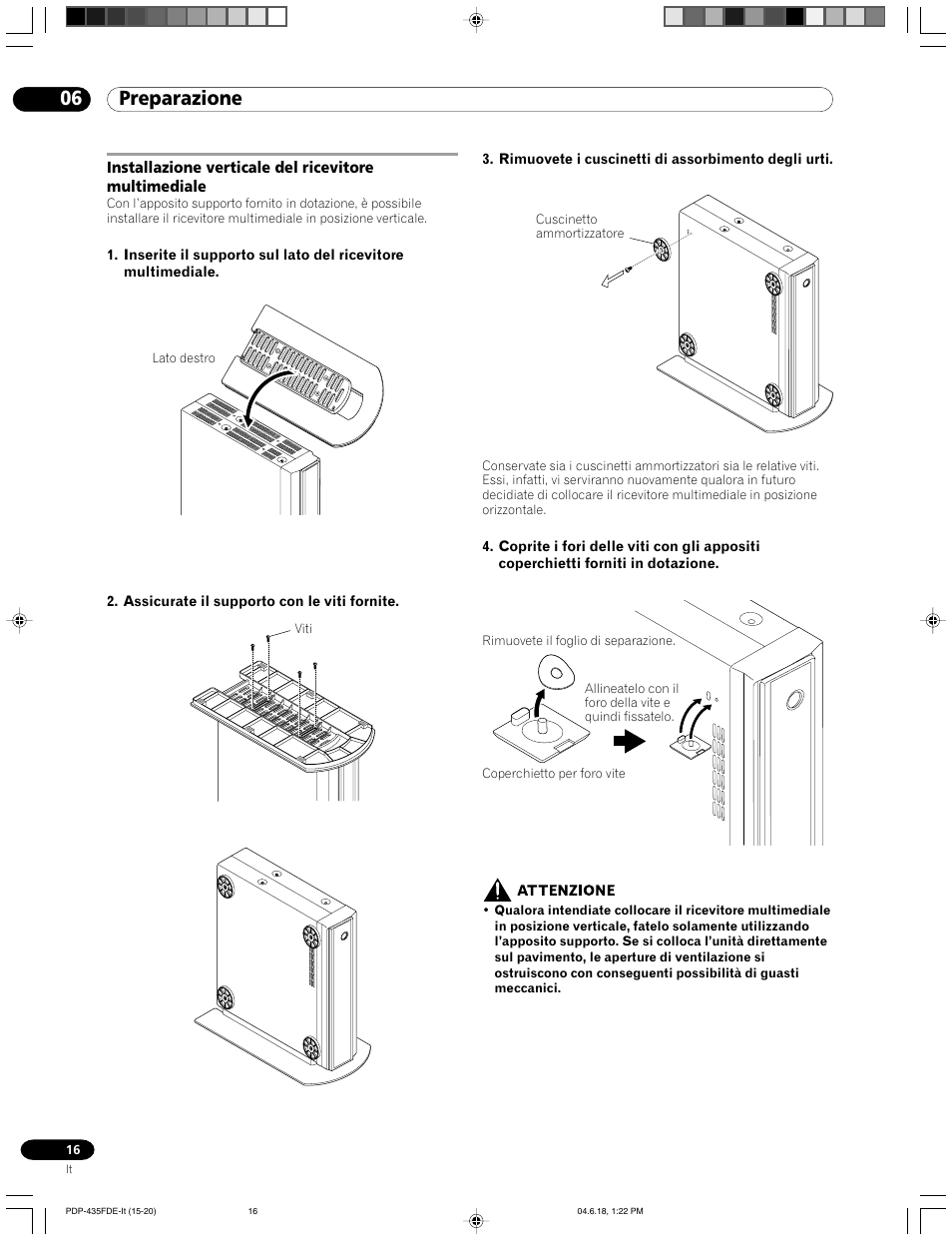 06 preparazione | Pioneer PDP-505FDE User Manual | Page 16 / 140