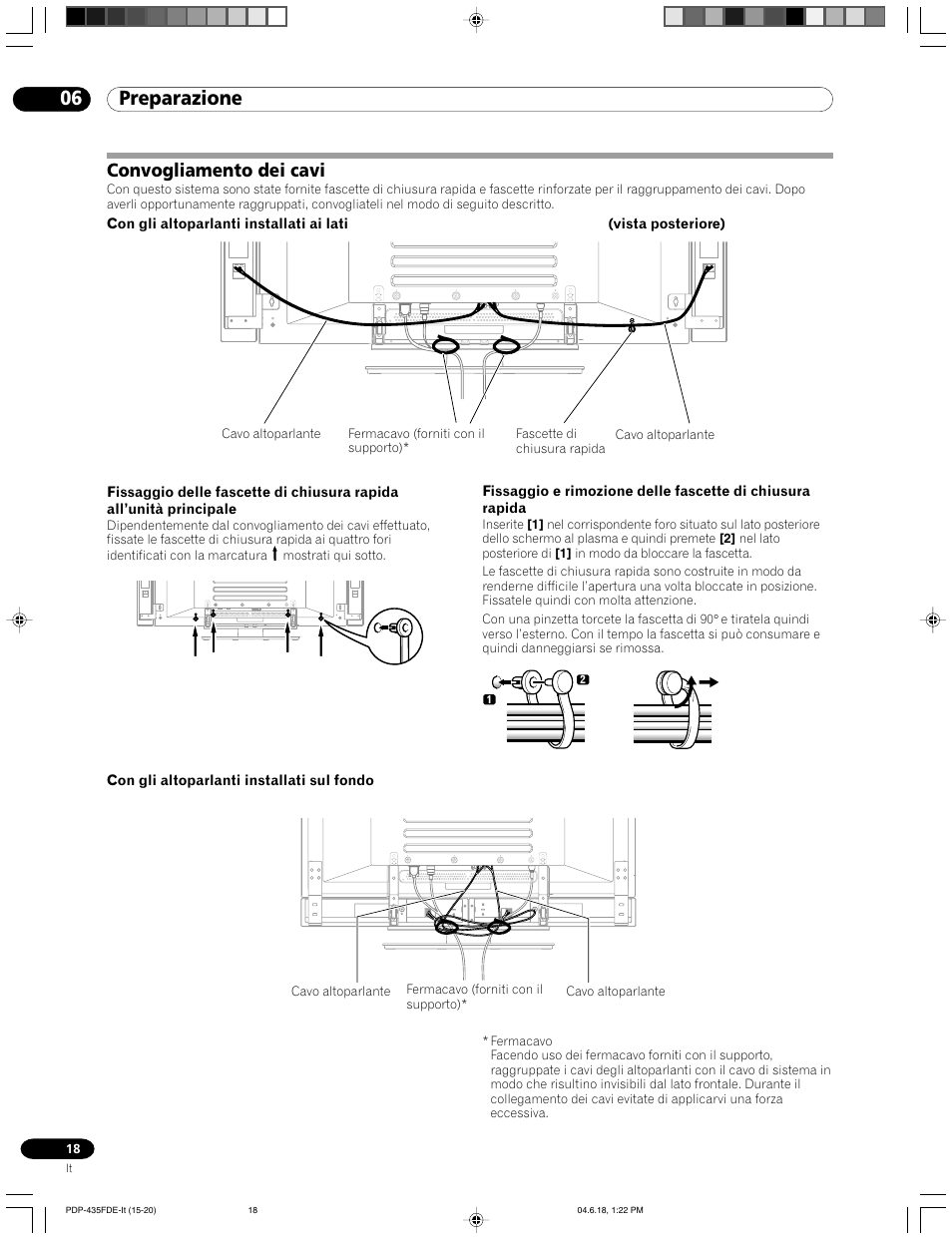 Convogliamento dei cavi, 06 preparazione | Pioneer PDP-505FDE User Manual | Page 18 / 140