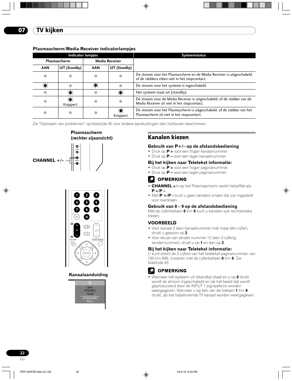 Kanalen kiezen, 07 tv kijken | Pioneer PDP-505FDE User Manual | Page 68 / 140
