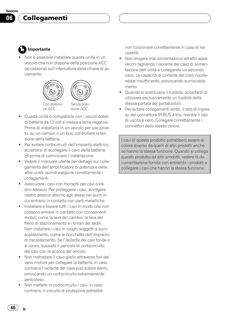 Collegamenti | Pioneer CD-BTB100 User Manual | Page 40 / 137