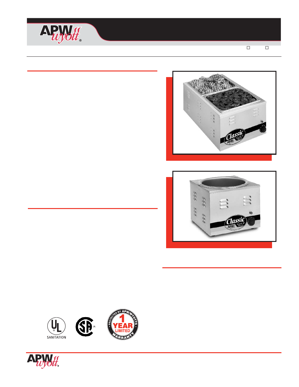 APW Wyott CW-2A User Manual | 2 pages