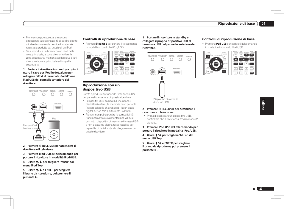 Riproduzione con un dispositivo usb, Menu, 04 riproduzione di base | Controlli di riproduzione di base | Pioneer VSX-2021 User Manual | Page 23 / 52