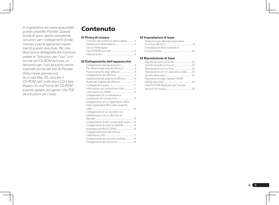 Contenuto | Pioneer VSX-2021 User Manual | Page 3 / 52
