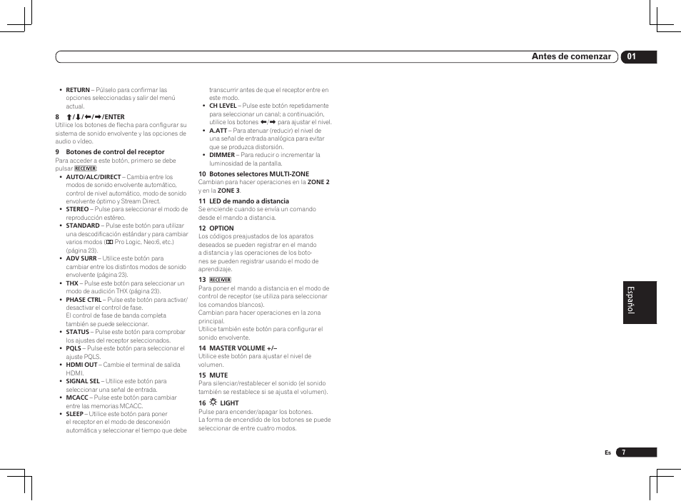 01 antes de comenzar | Pioneer VSX-2021 User Manual | Page 31 / 52