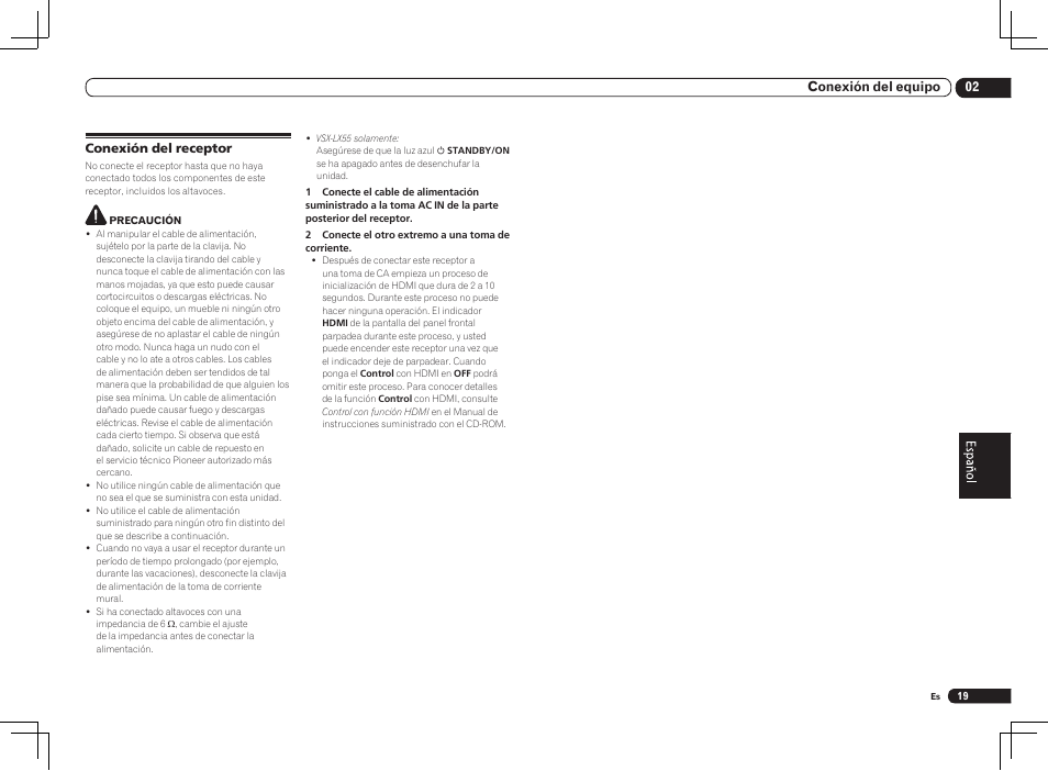 Conexión del receptor | Pioneer VSX-2021 User Manual | Page 43 / 52