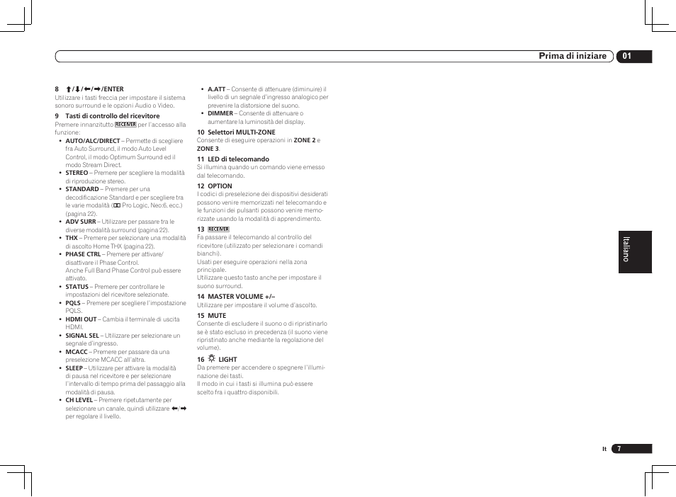 01 prima di iniziare | Pioneer VSX-2021 User Manual | Page 7 / 52