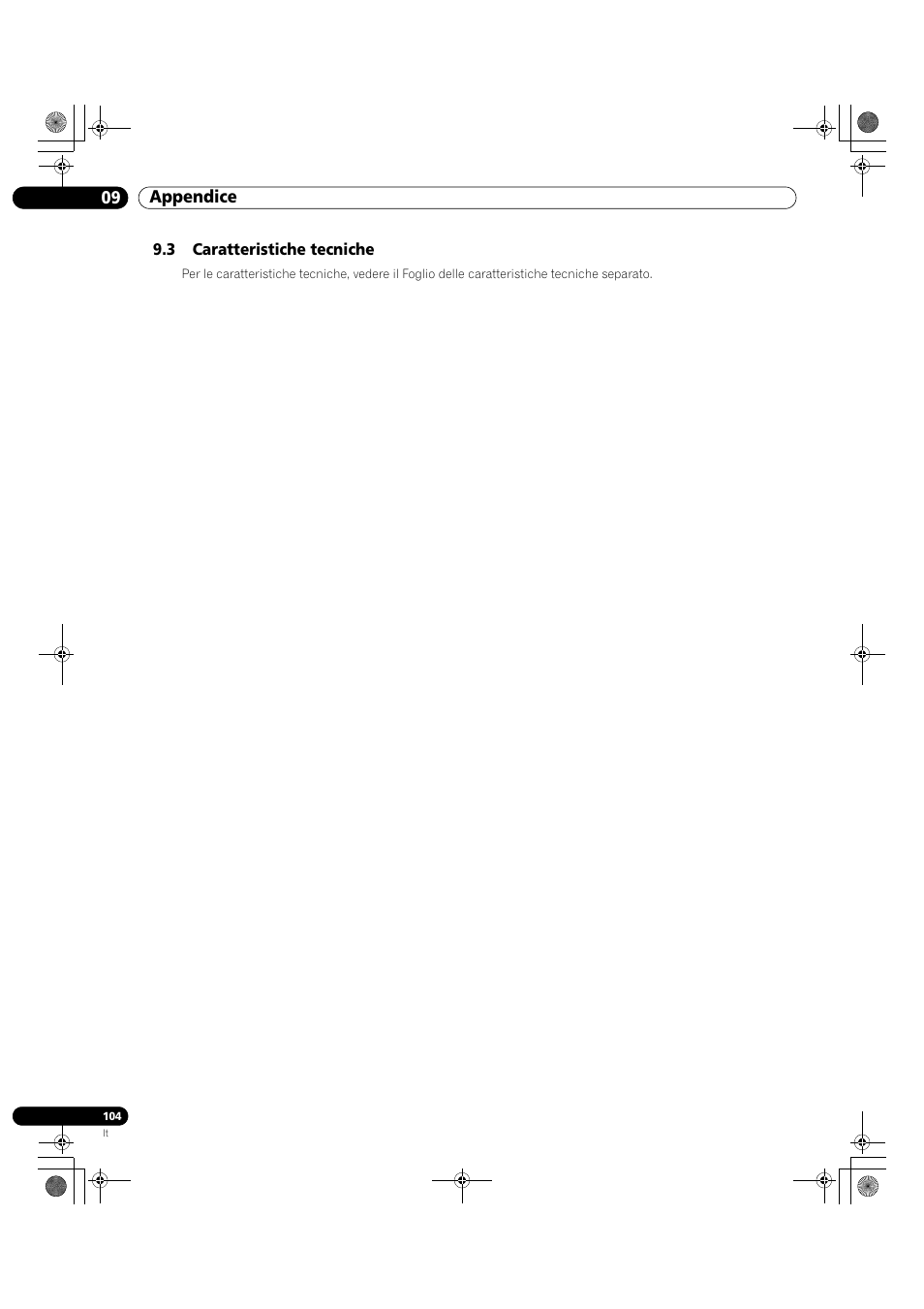 3 caratteristiche tecniche, 09 appendice | Pioneer KRP-500M User Manual | Page 104 / 433