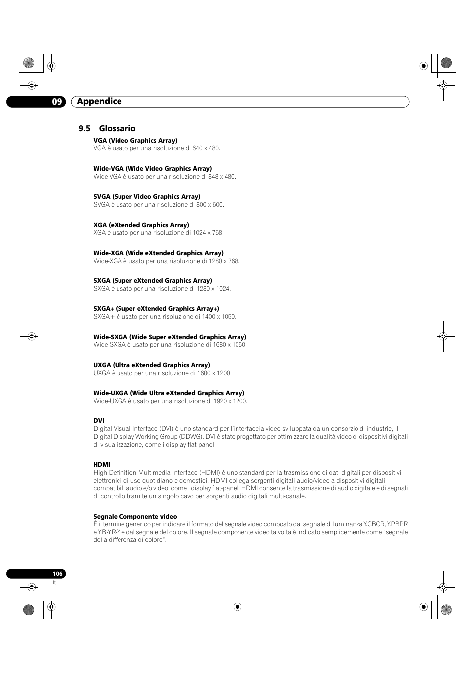 5 glossario, 09 appendice | Pioneer KRP-500M User Manual | Page 106 / 433