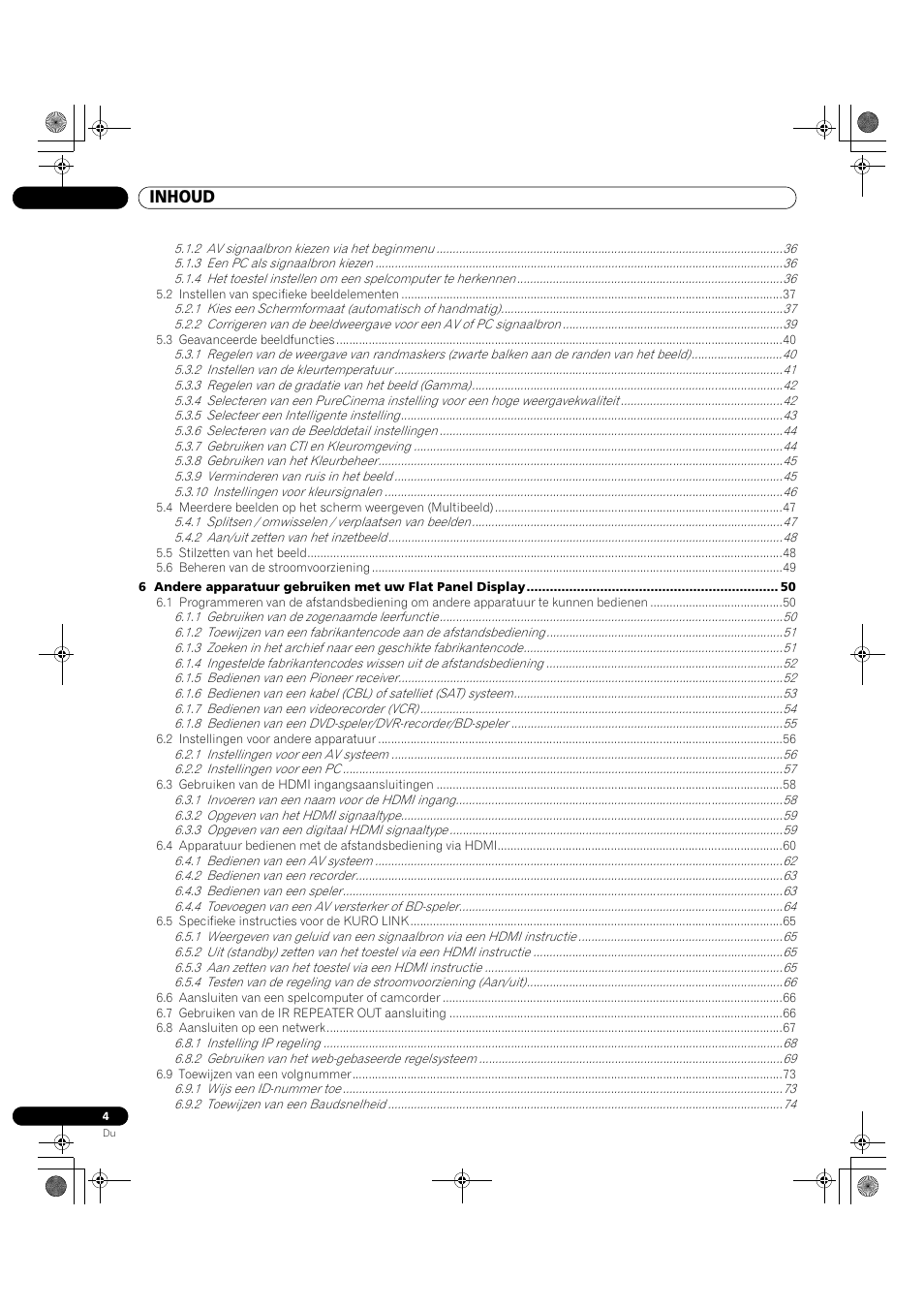 Inhoud | Pioneer KRP-500M User Manual | Page 112 / 433