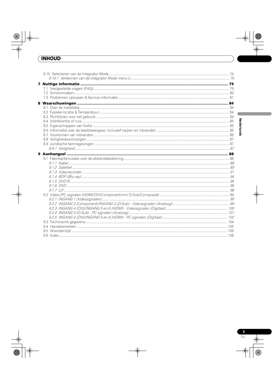Inhoud | Pioneer KRP-500M User Manual | Page 113 / 433