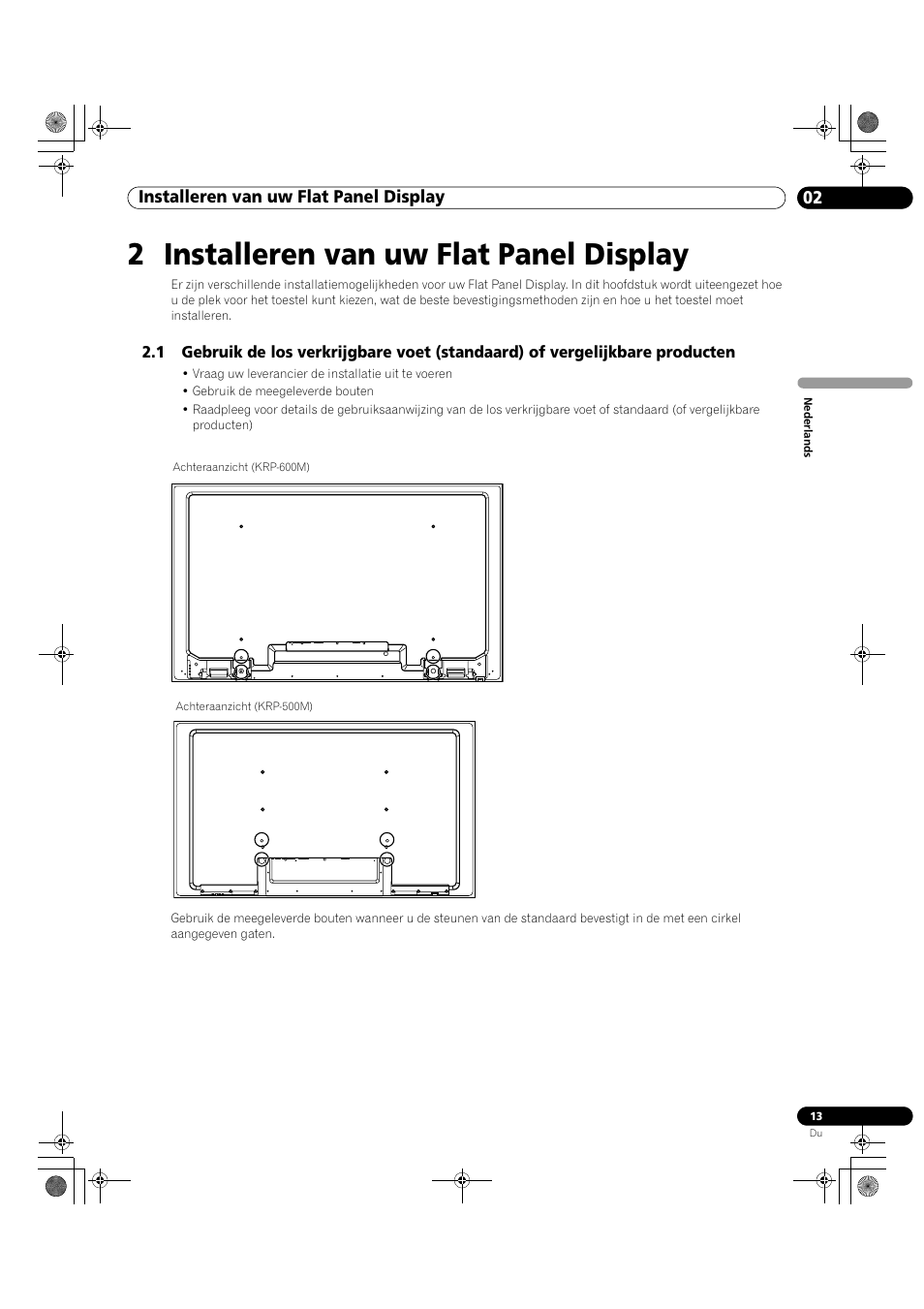 2 installeren van uw flat panel display, 02 installeren van uw flat panel display | Pioneer KRP-500M User Manual | Page 121 / 433