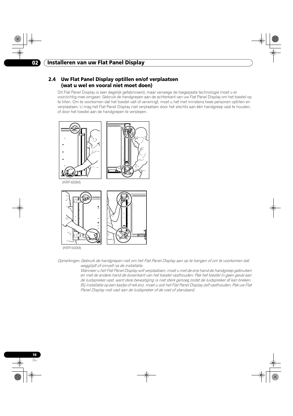 02 installeren van uw flat panel display | Pioneer KRP-500M User Manual | Page 124 / 433