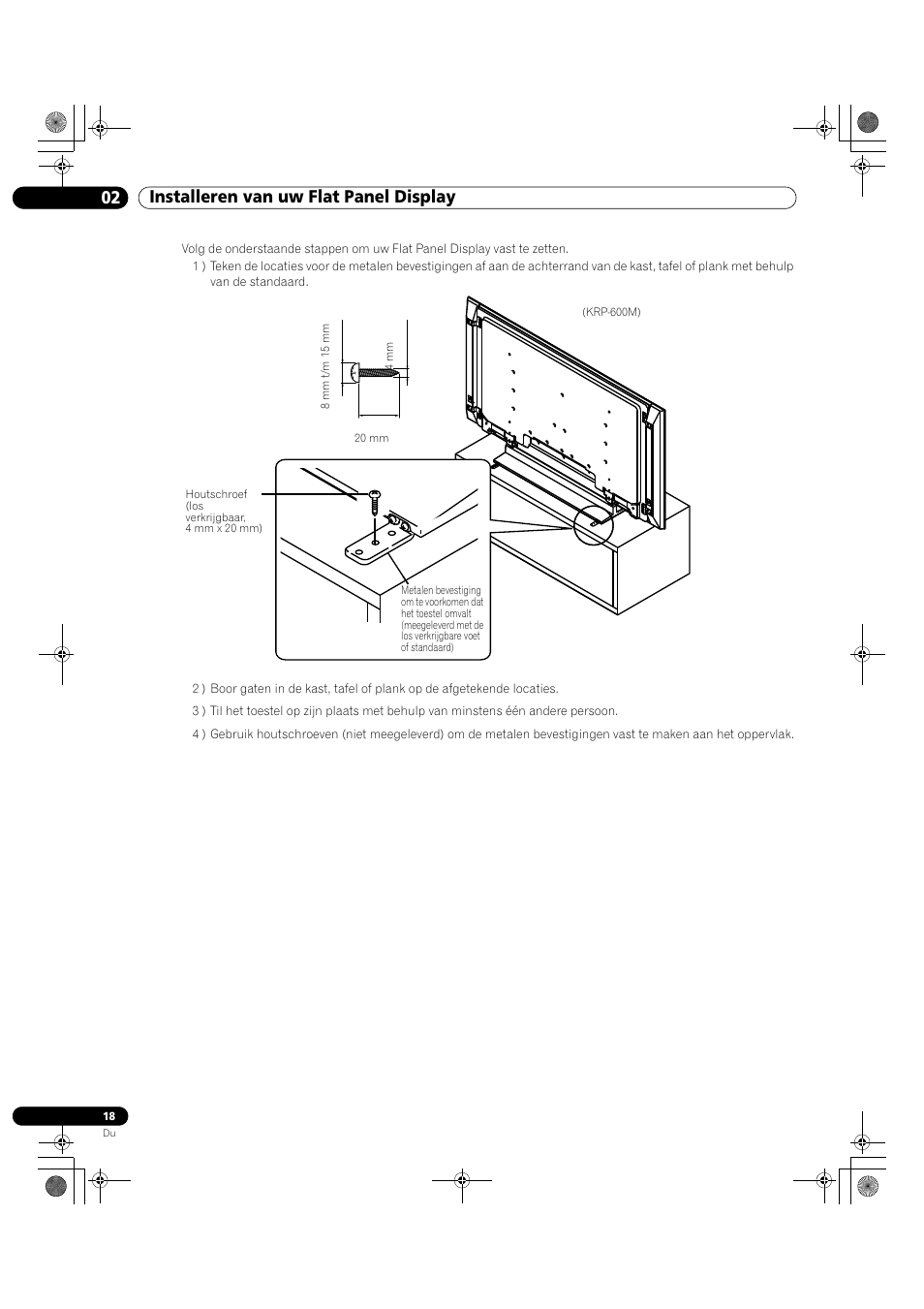 02 installeren van uw flat panel display | Pioneer KRP-500M User Manual | Page 126 / 433