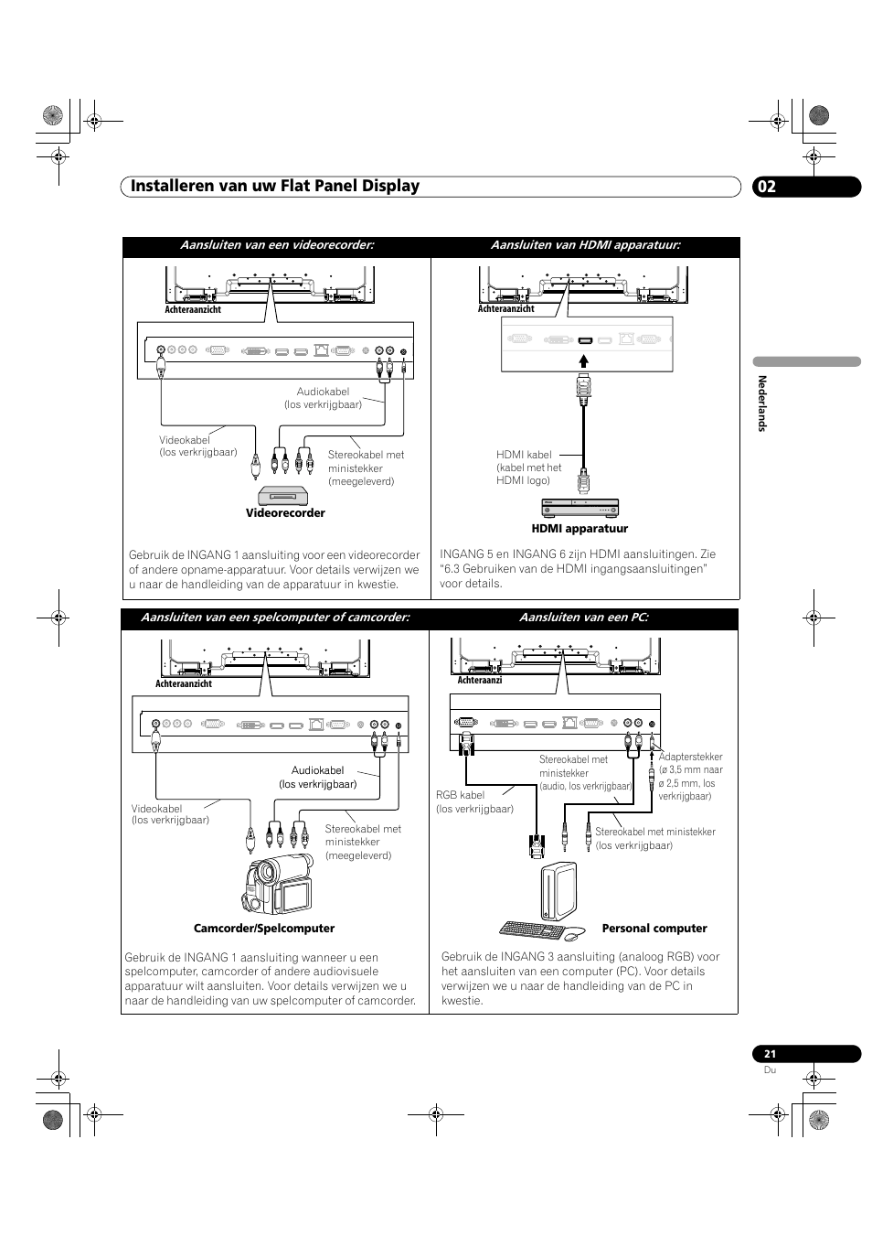 02 installeren van uw flat panel display | Pioneer KRP-500M User Manual | Page 129 / 433