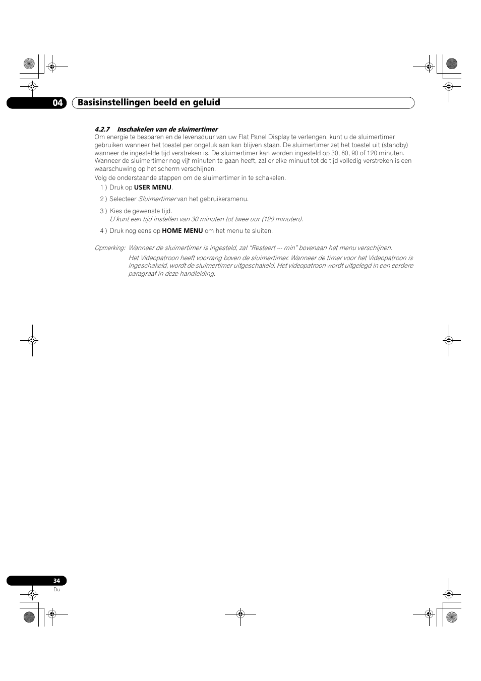 7 inschakelen van de sluimertimer, 04 basisinstellingen beeld en geluid | Pioneer KRP-500M User Manual | Page 142 / 433