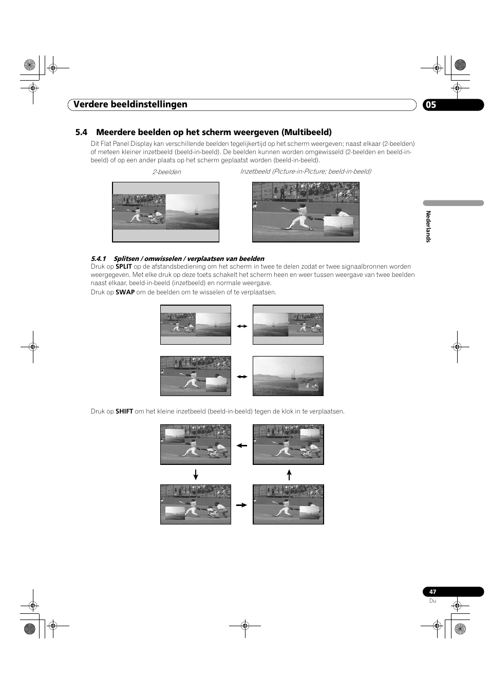 1 splitsen / omwisselen / verplaatsen van beelden, 05 verdere beeldinstellingen | Pioneer KRP-500M User Manual | Page 155 / 433