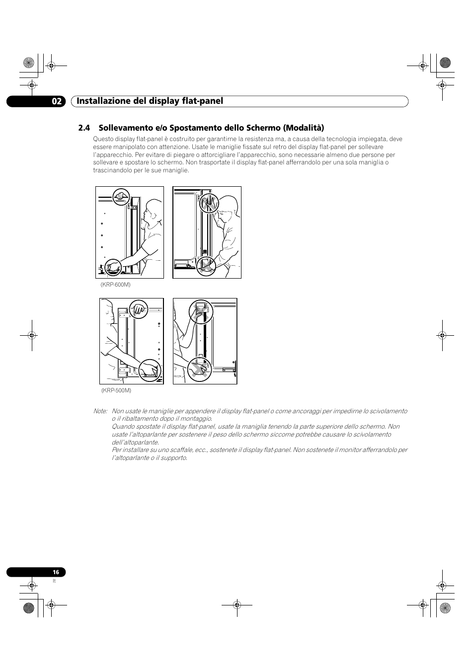 02 installazione del display flat-panel | Pioneer KRP-500M User Manual | Page 16 / 433