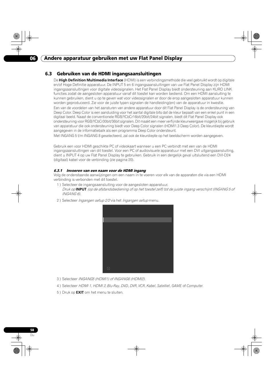 3 gebruiken van de hdmi ingangsaansluitingen, 1 invoeren van een naam voor de hdmi ingang | Pioneer KRP-500M User Manual | Page 166 / 433