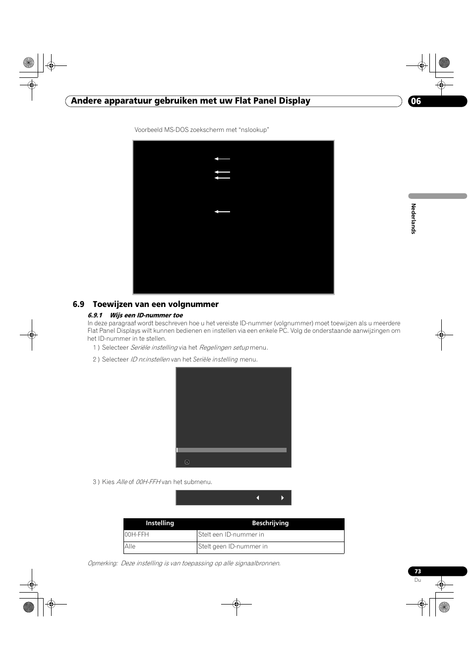 9 toewijzen van een volgnummer, 1 wijs een id-nummer toe, Voorbeeld ms-dos zoekscherm met “nslookup | Pioneer KRP-500M User Manual | Page 181 / 433