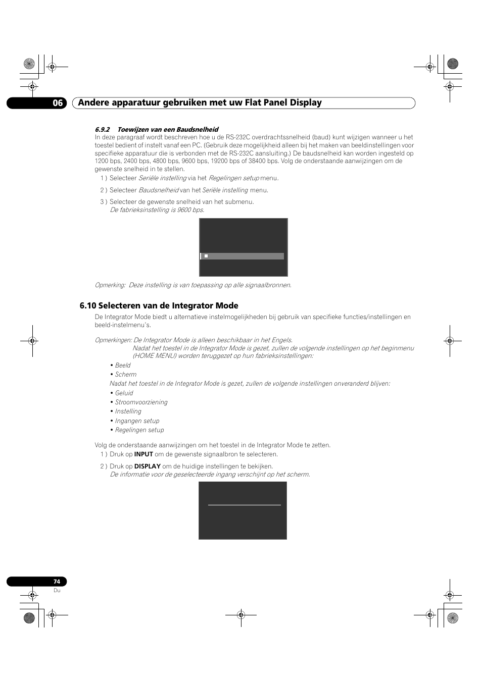 2 toewijzen van een baudsnelheid, 10 selecteren van de integrator mode | Pioneer KRP-500M User Manual | Page 182 / 433