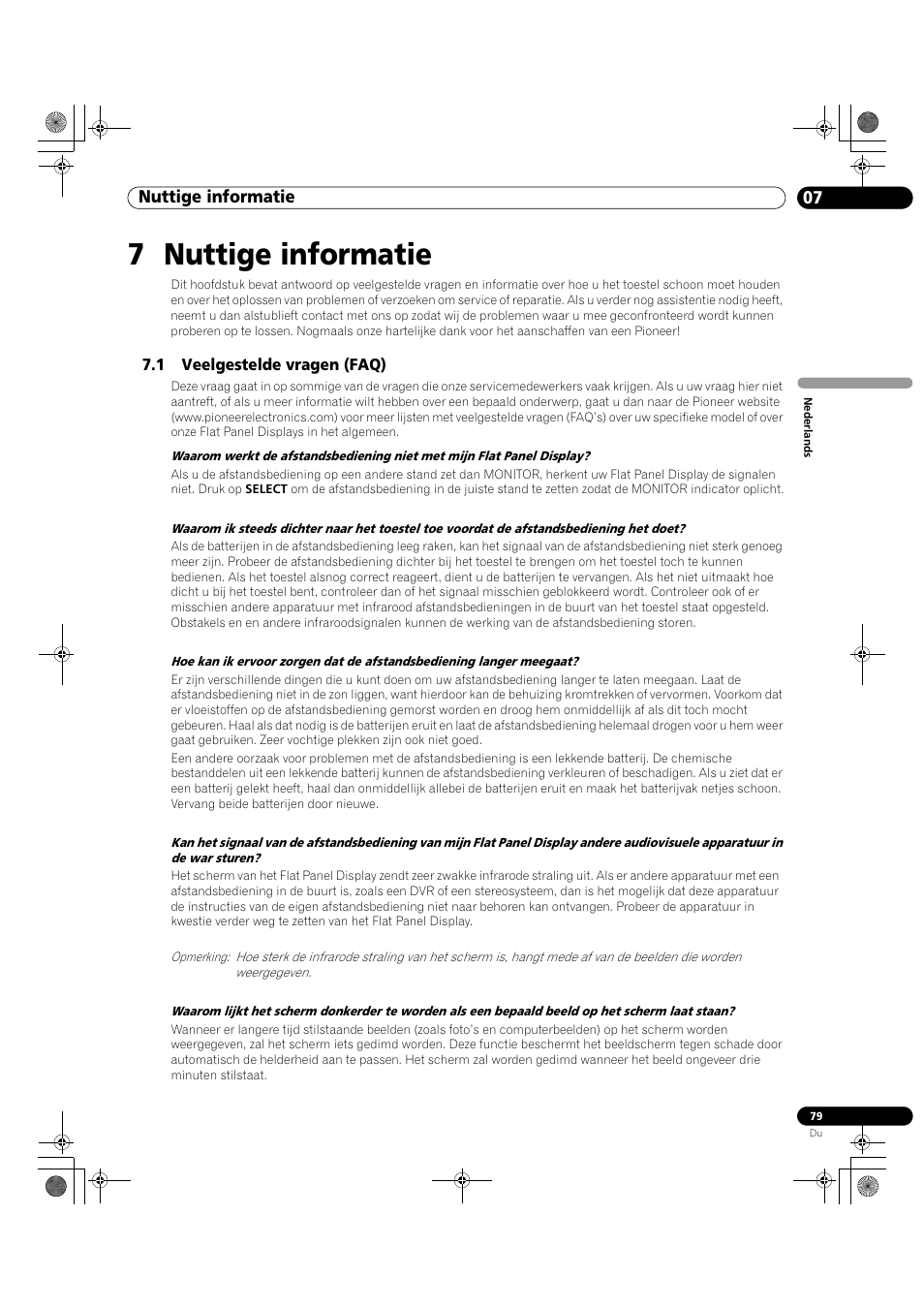 7 nuttige informatie, 1 veelgestelde vragen (faq), Nuttige informatie 07 | Pioneer KRP-500M User Manual | Page 187 / 433
