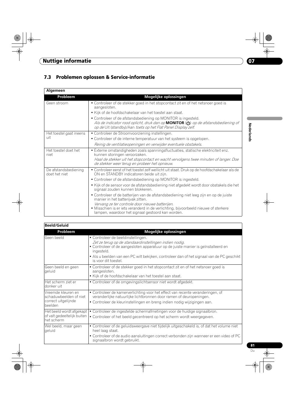 3 problemen oplossen & service-informatie, Nuttige informatie 07 | Pioneer KRP-500M User Manual | Page 189 / 433