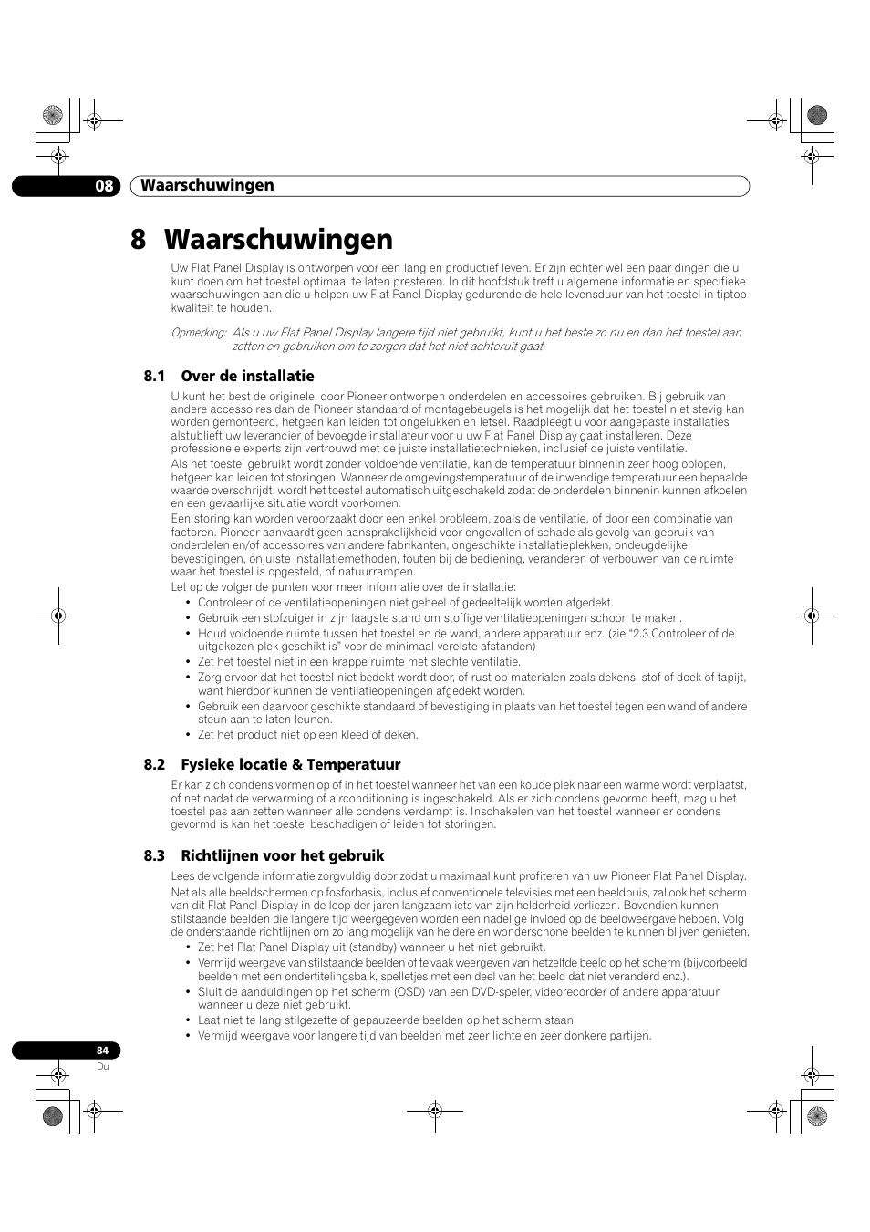 8 waarschuwingen, 08 waarschuwingen | Pioneer KRP-500M User Manual | Page 192 / 433