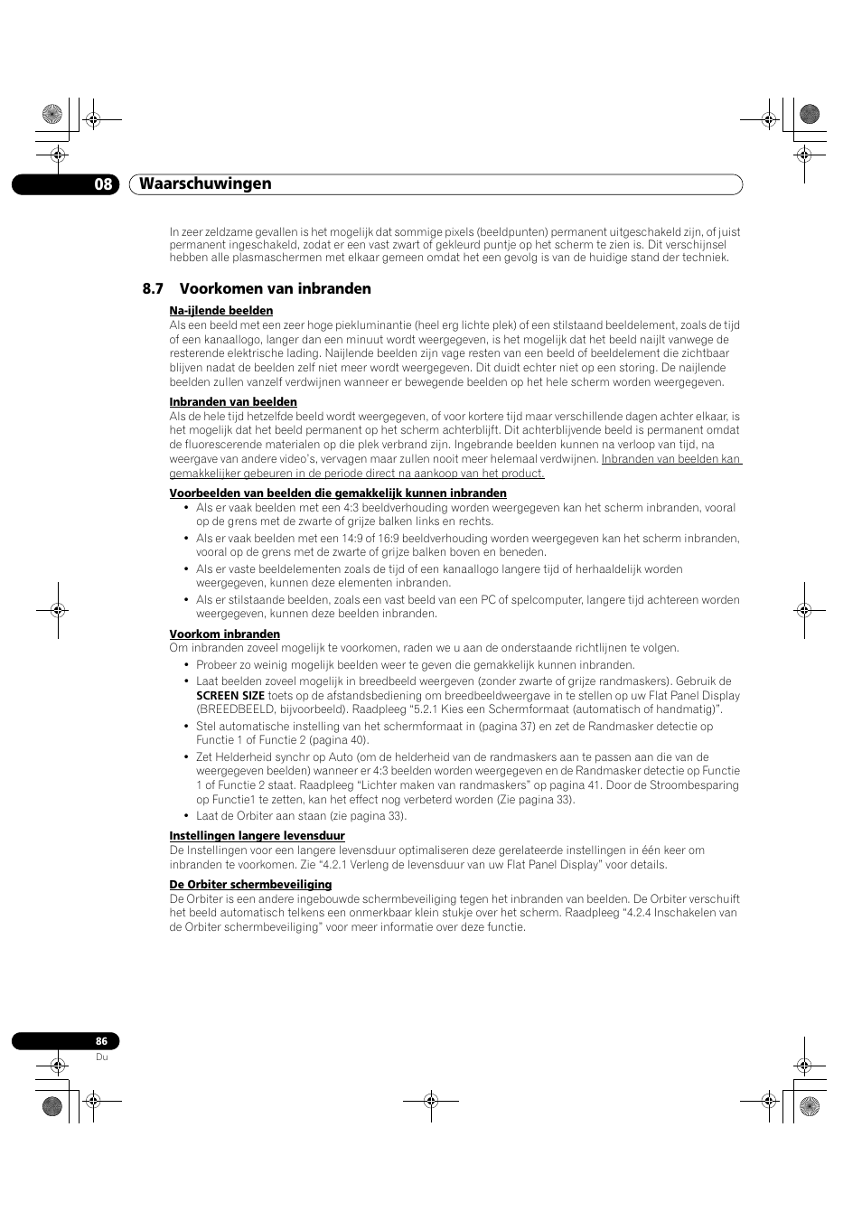 7 voorkomen van inbranden, 08 waarschuwingen | Pioneer KRP-500M User Manual | Page 194 / 433