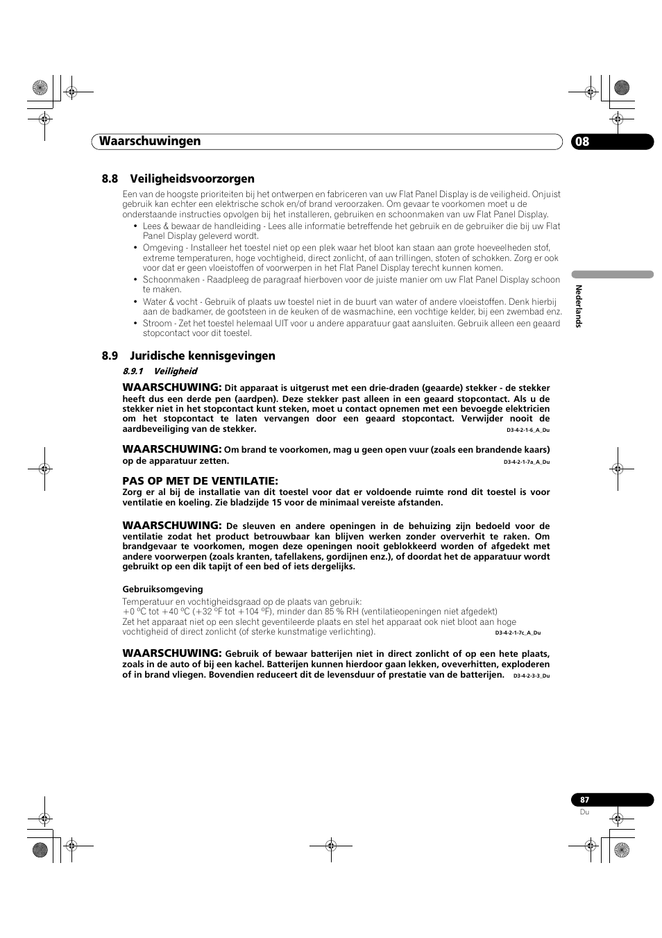 1 veiligheid, Waarschuwingen 08 | Pioneer KRP-500M User Manual | Page 195 / 433