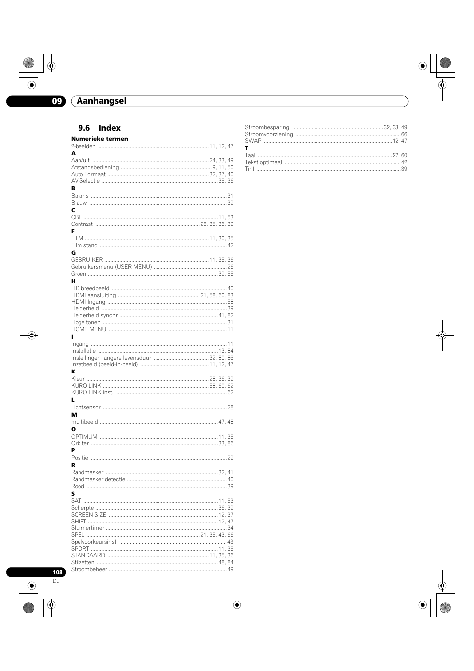 6 index, 09 aanhangsel | Pioneer KRP-500M User Manual | Page 216 / 433