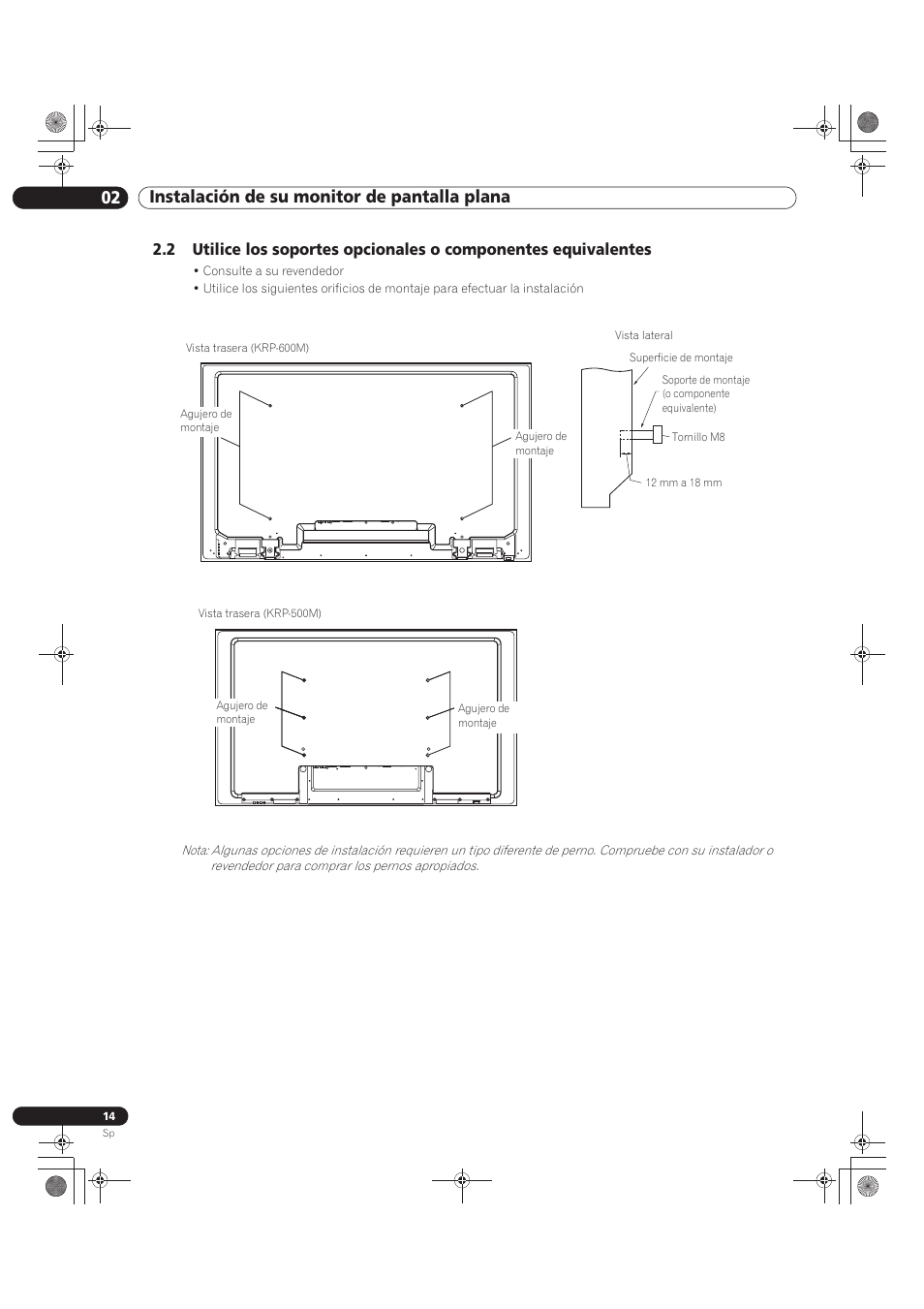 02 instalación de su monitor de pantalla plana | Pioneer KRP-500M User Manual | Page 230 / 433