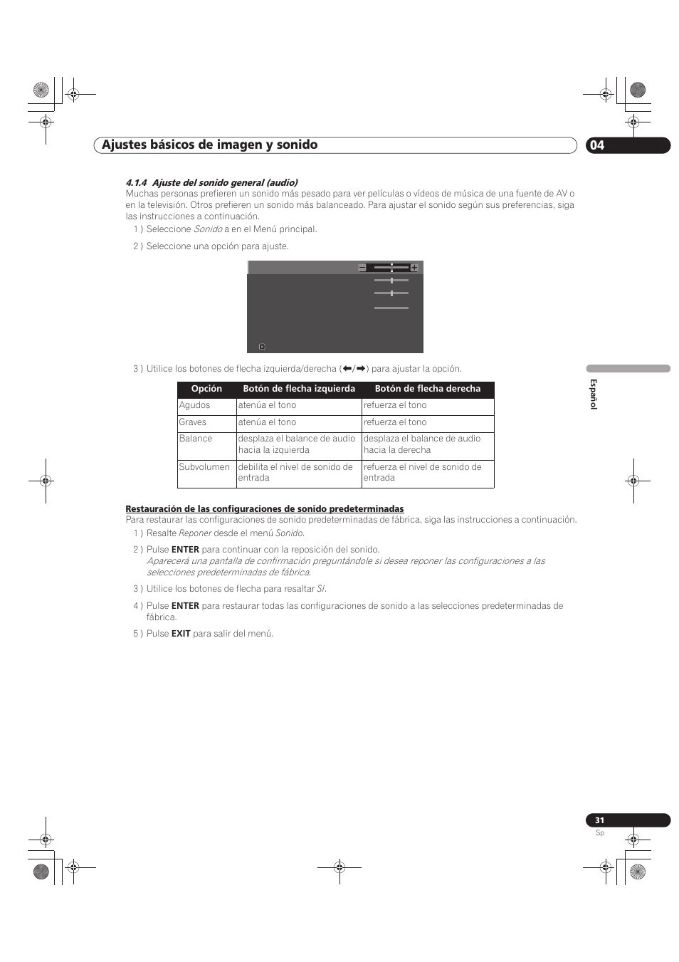 4 ajuste del sonido general (audio), Ajustes básicos de imagen y sonido 04 | Pioneer KRP-500M User Manual | Page 247 / 433