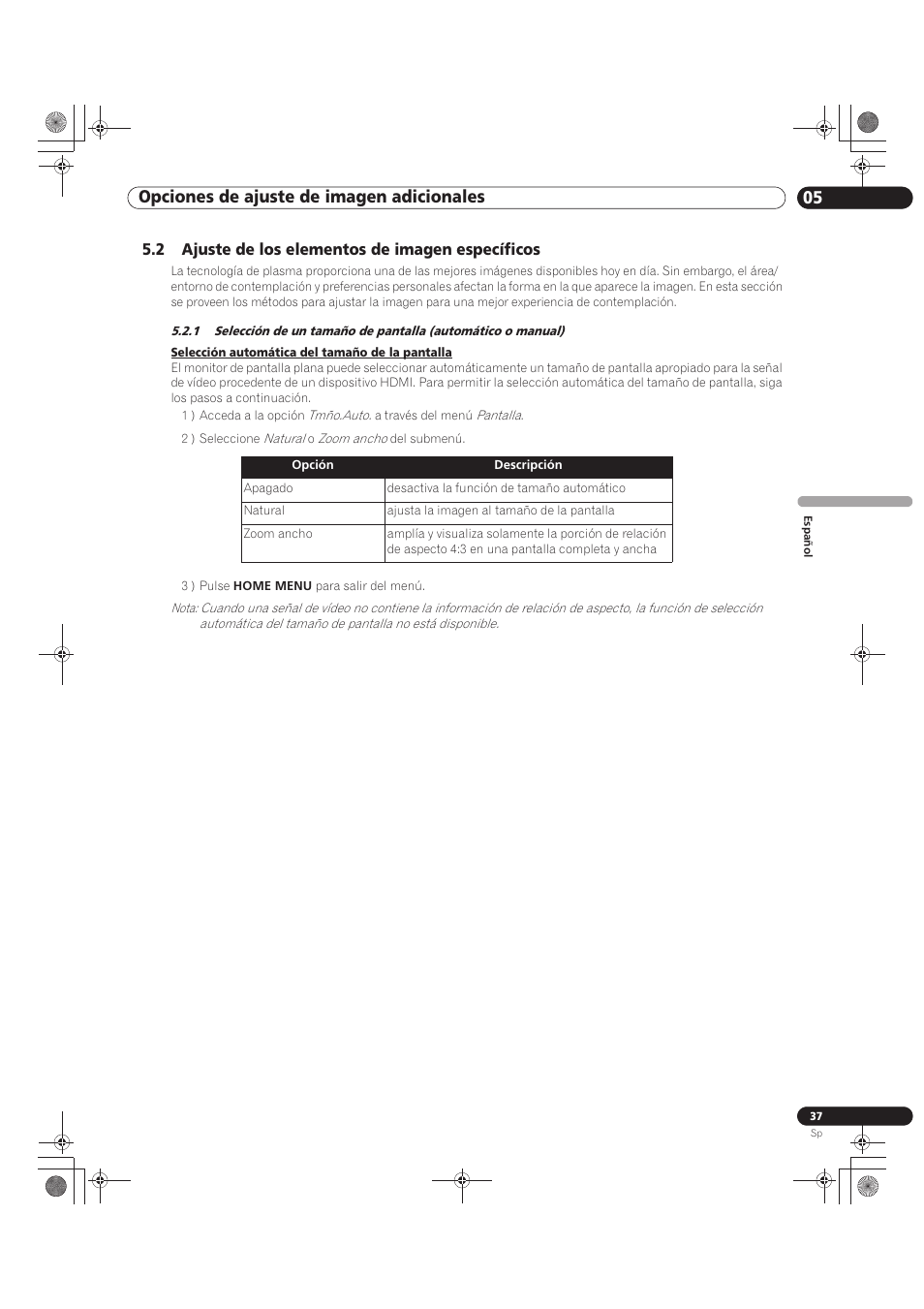 2 ajuste de los elementos de imagen específicos, 05 opciones de ajuste de imagen adicionales | Pioneer KRP-500M User Manual | Page 253 / 433