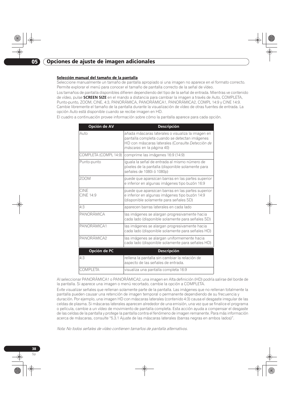 05 opciones de ajuste de imagen adicionales | Pioneer KRP-500M User Manual | Page 254 / 433