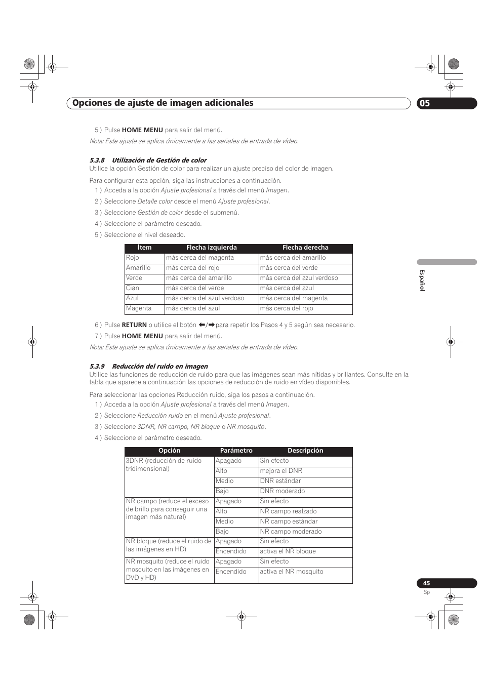 05 opciones de ajuste de imagen adicionales | Pioneer KRP-500M User Manual | Page 261 / 433
