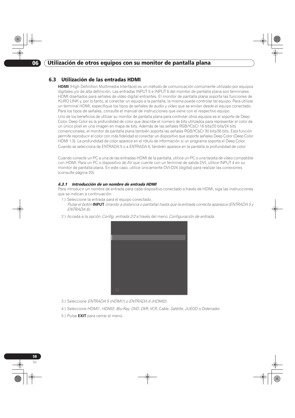 3 utilización de las entradas hdmi, 1 introducción de un nombre de entrada hdmi | Pioneer KRP-500M User Manual | Page 274 / 433