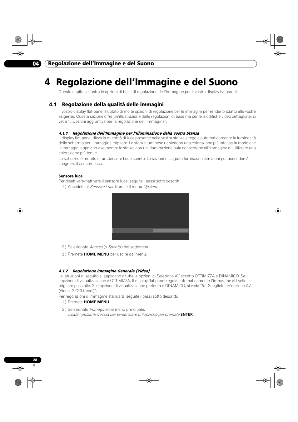4 regolazione dell’immagine e del suono, 1 regolazione della qualità delle immagini, 04 regolazione dell’immagine e del suono | Pioneer KRP-500M User Manual | Page 28 / 433