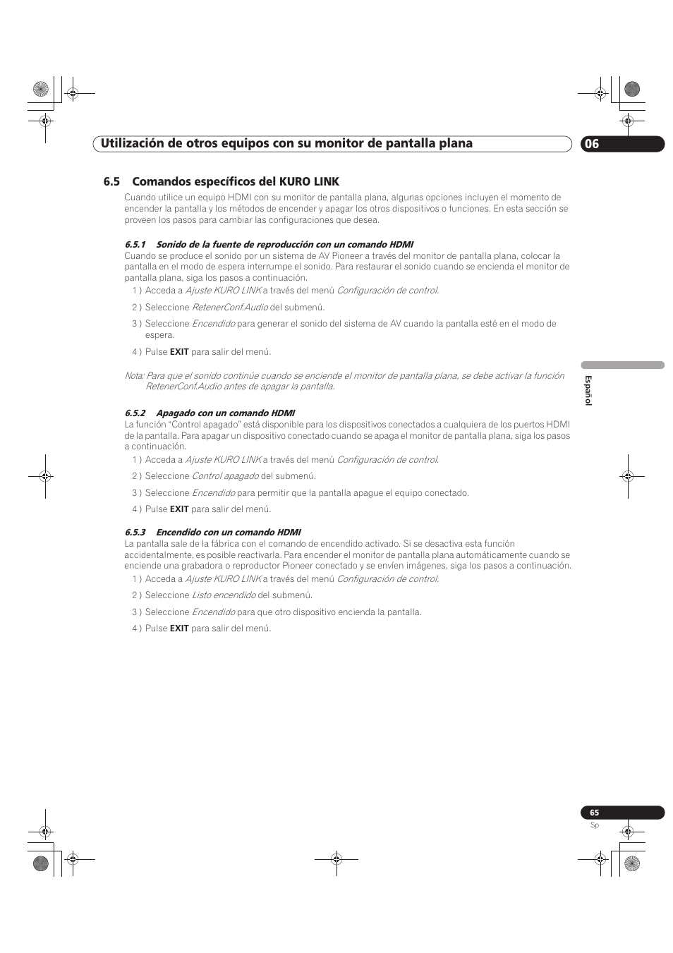 5 comandos específicos del kuro link | Pioneer KRP-500M User Manual | Page 281 / 433