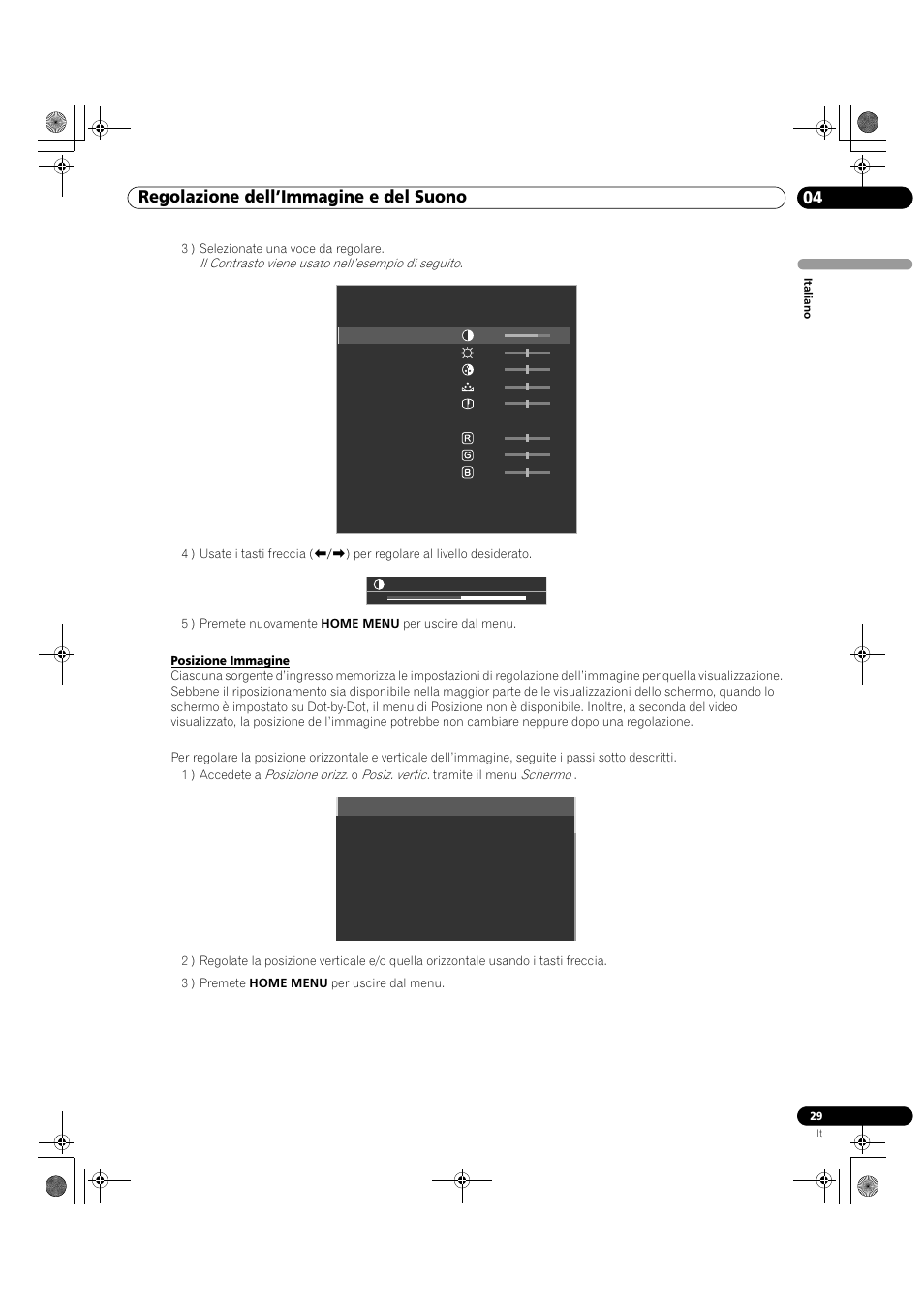 Regolazione dell’immagine e del suono 04 | Pioneer KRP-500M User Manual | Page 29 / 433